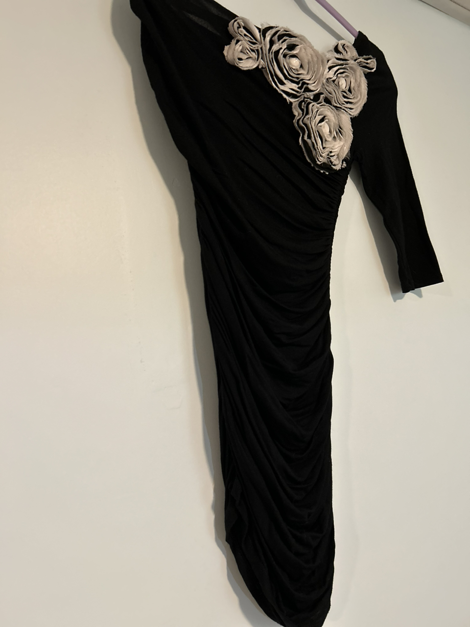 Black with flowers fitted dress - photo 2