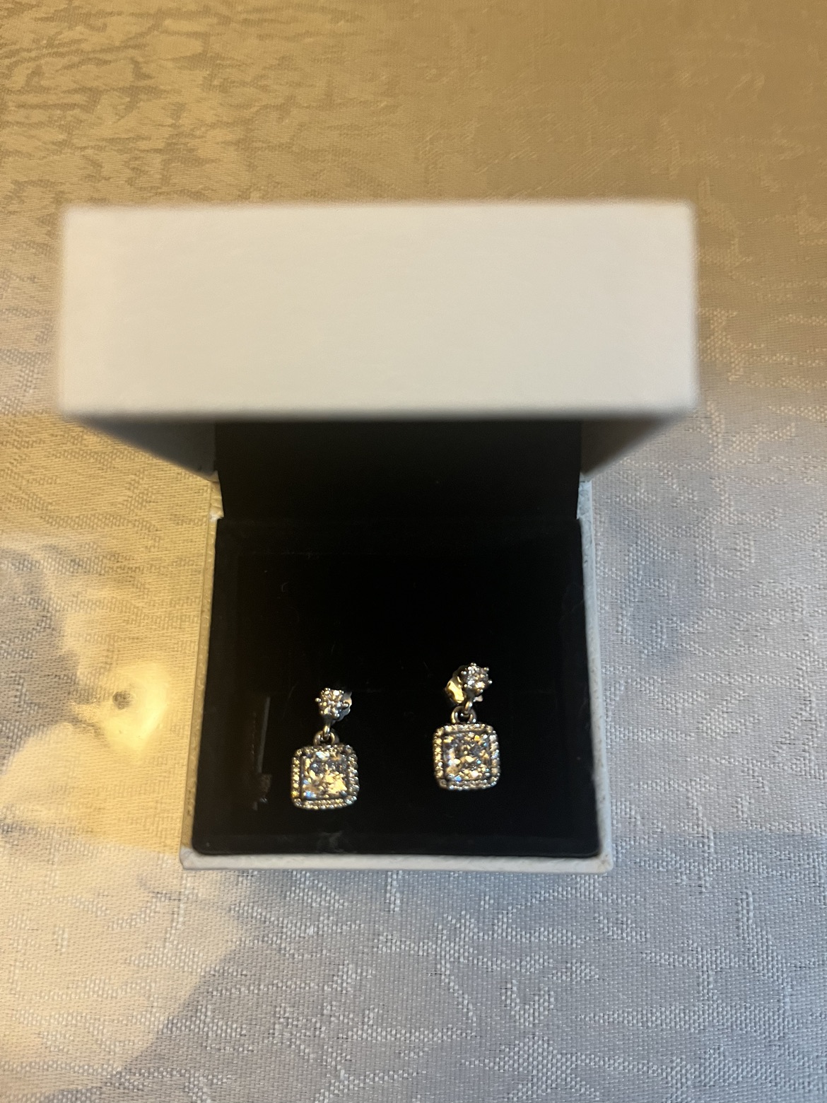 Square Sparkle Halo Stud Earrings thumbnail