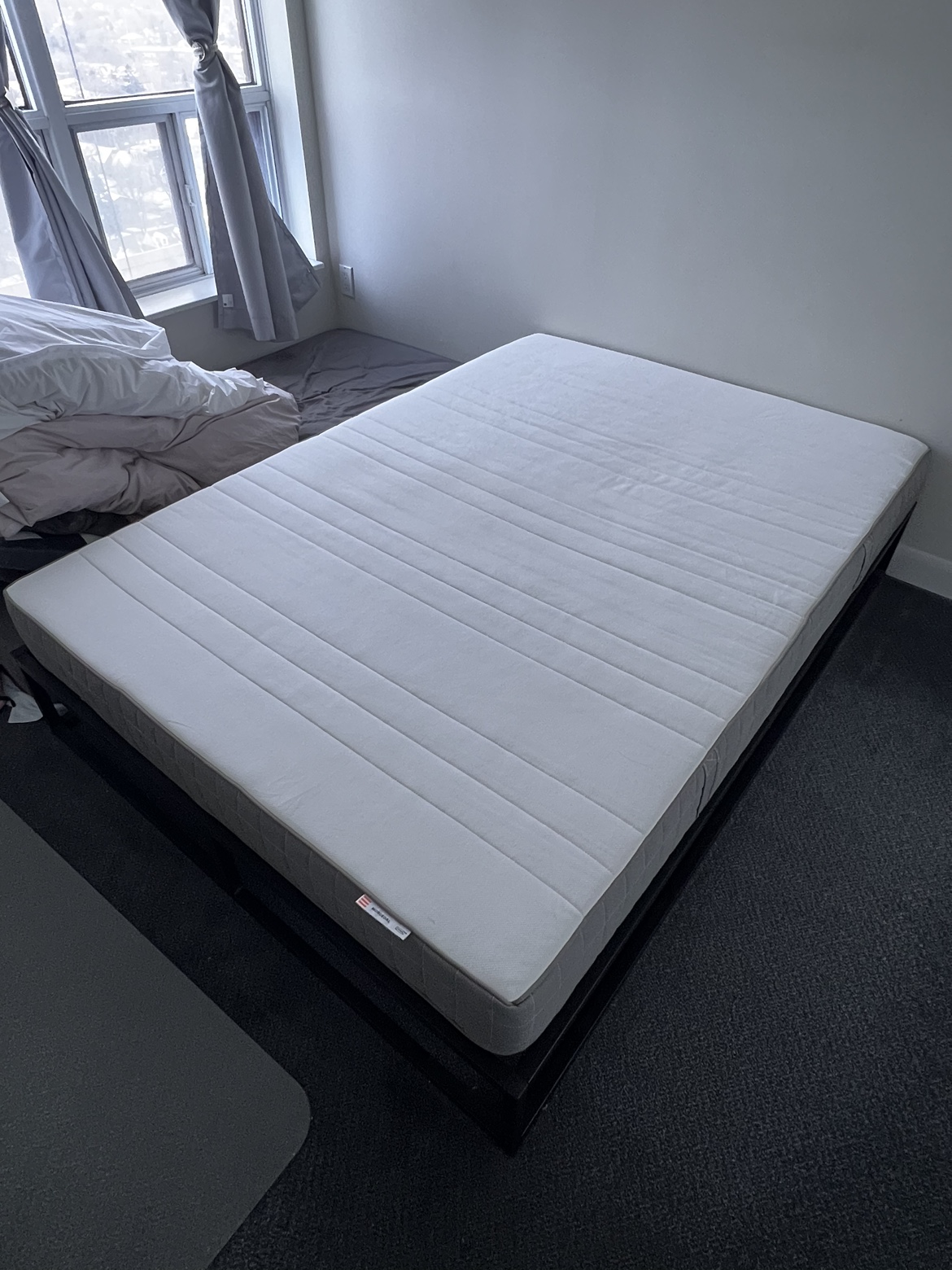 IKEA full size foam mattress + Metal bed frame - photo 2