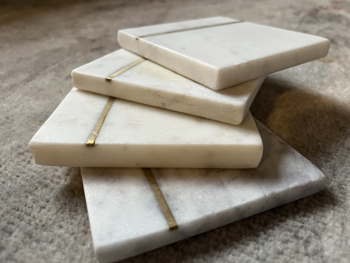 WHITE MARBLE COASTERS (4 pc) thumbnail
