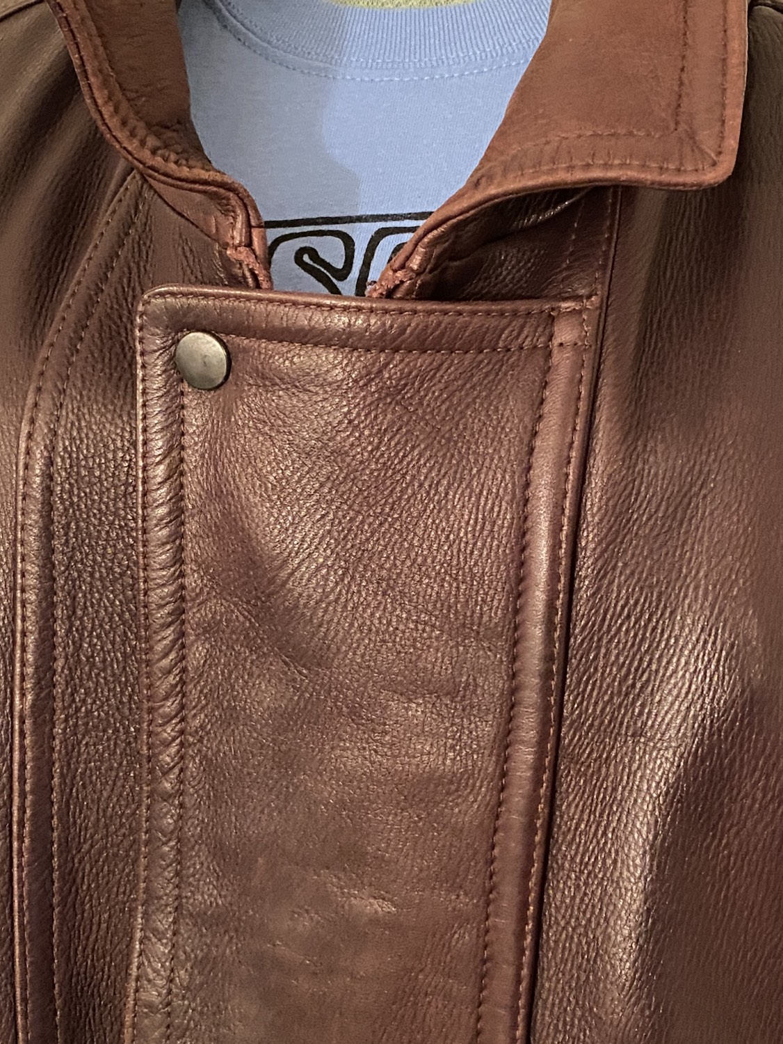 Men’s Brown Leather Bomber Jacket - photo 2