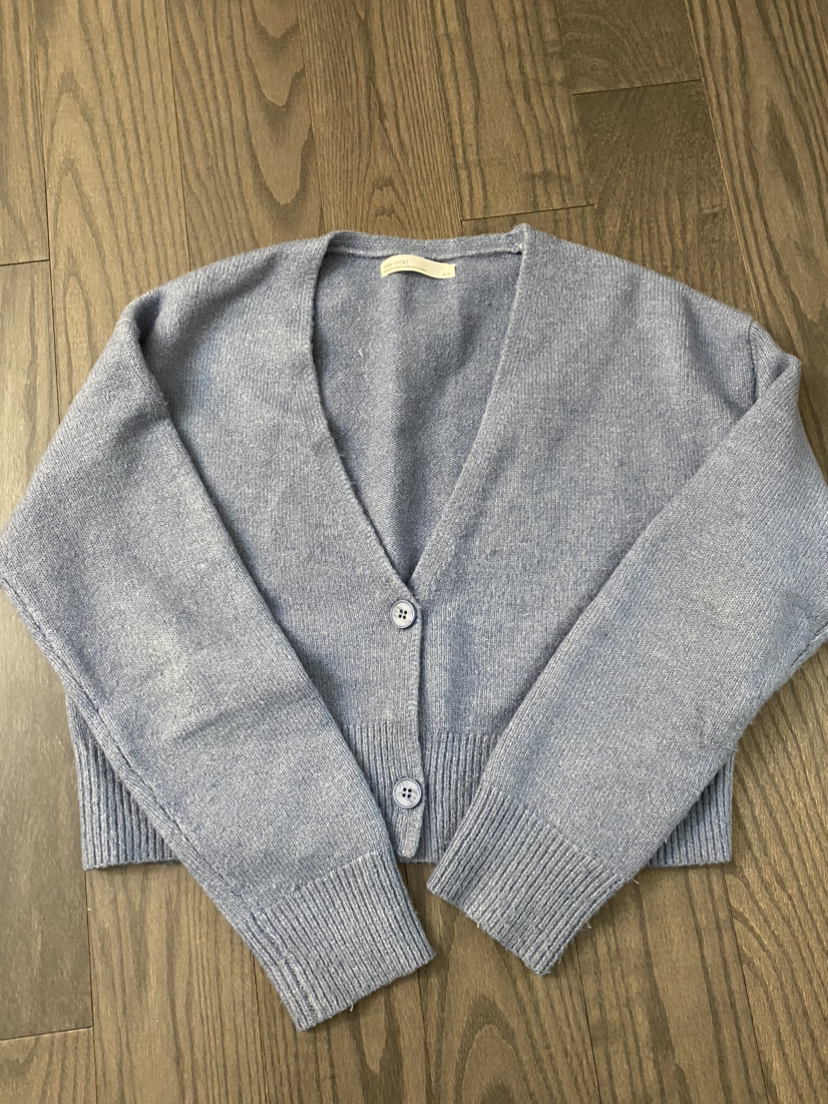 Blue v neck sweater cardigan - photo 2