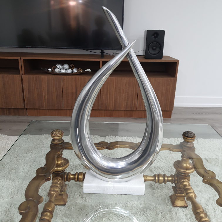 Benzara Chrome-finished Aluminum/ Marble Sculpture - Multi - photo 2