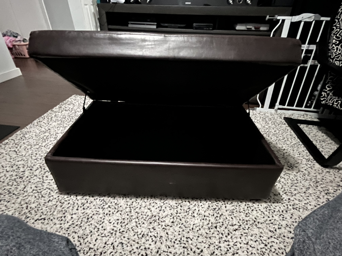 Real leather ottoman