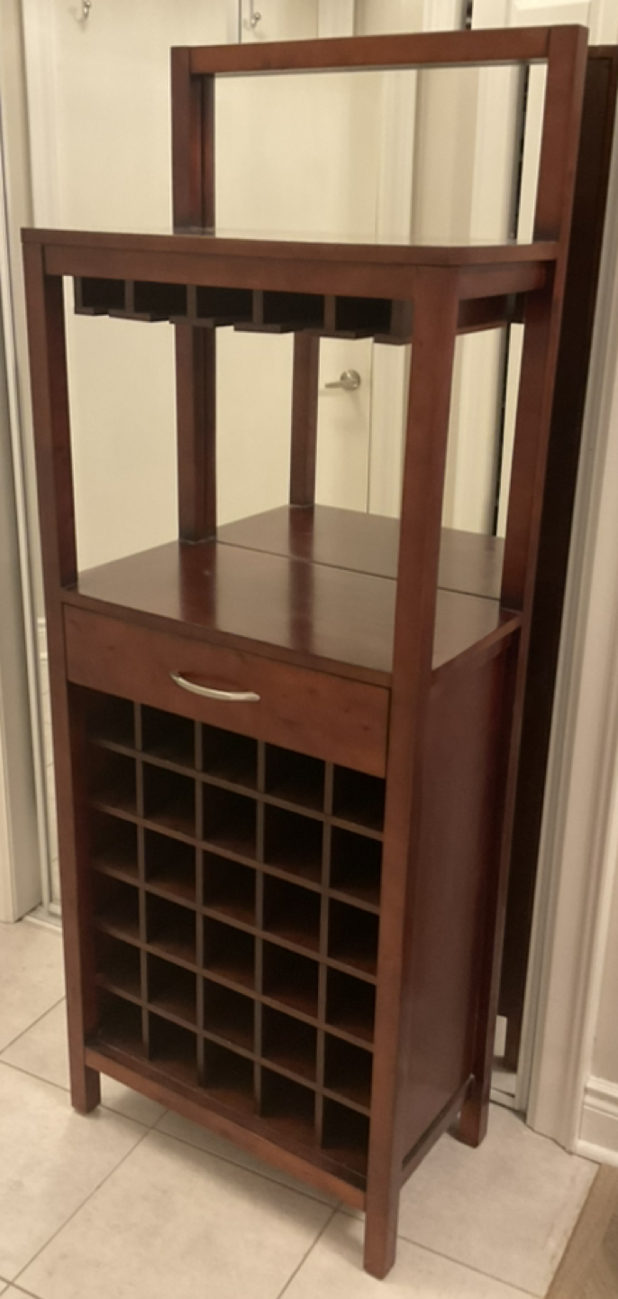 Mahogany Wine Holder and Wine Rack,Mirrored Backing & One Drawer - photo 4