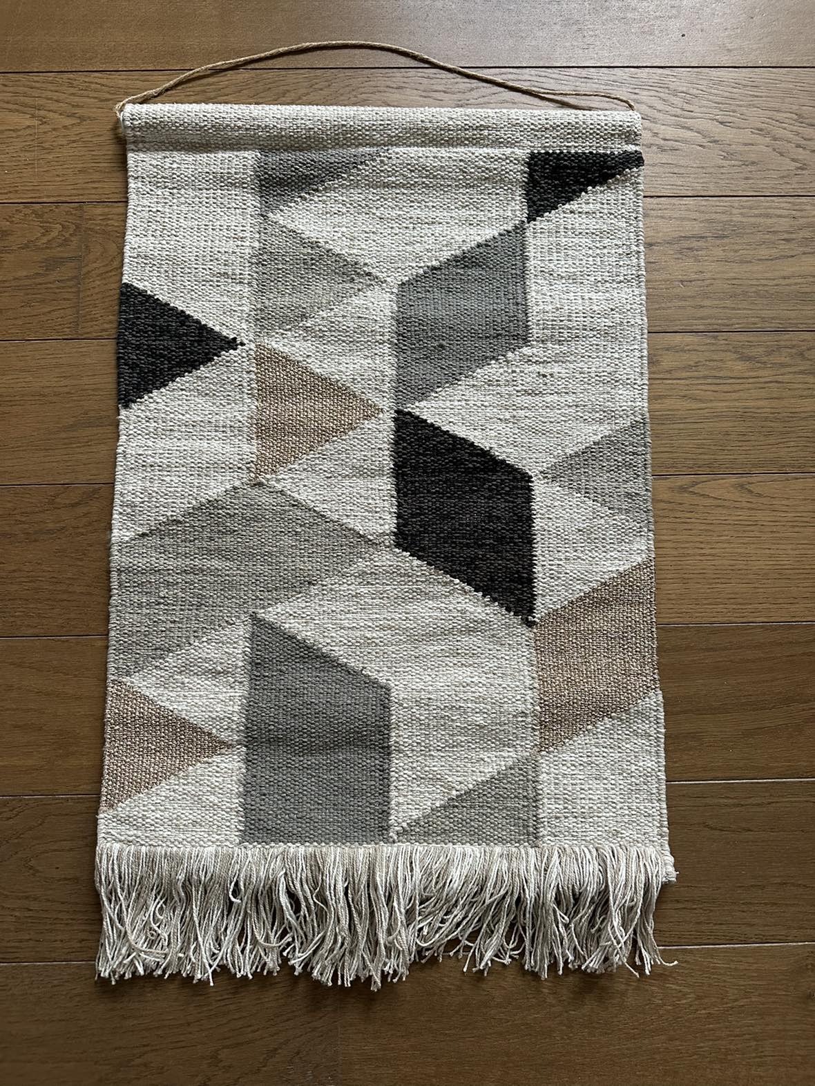 #freecycle Natural Fringed Geometric Boho Wall Hanging Tapestry thumbnail