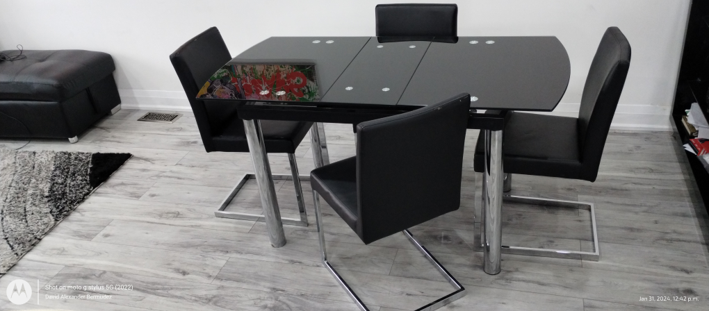 black glass dinner table with expandable top thumbnail