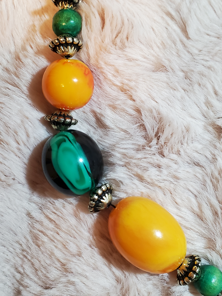 Beautiful Boho Turquoise and Yellow Statement Necklace image indicator(3)