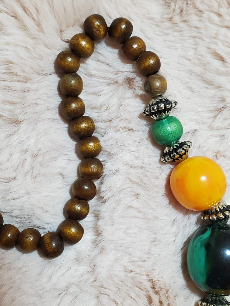 Beautiful Boho Turquoise and Yellow Statement Necklace image indicator(5)