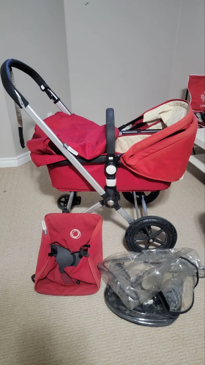 Bassinet stroller bugaboo frog + toddler seat+ rain cover thumbnail