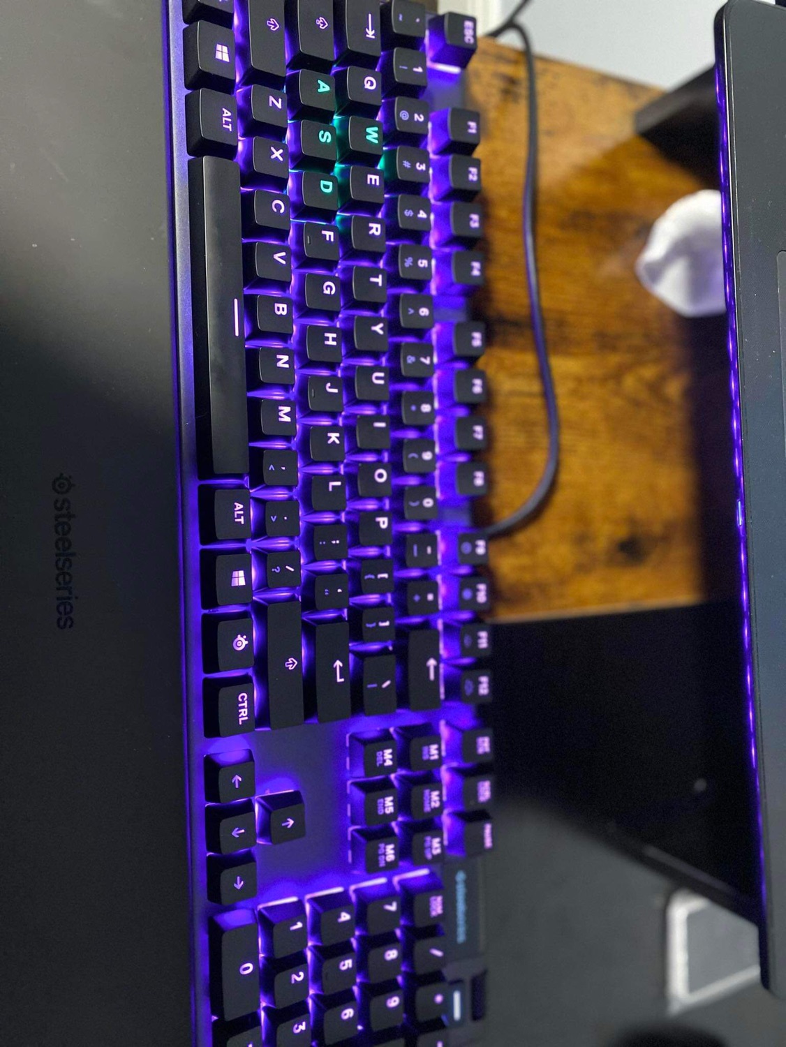 RGB Steelseries Apex 5 mechanical keyboard with OLED screen.