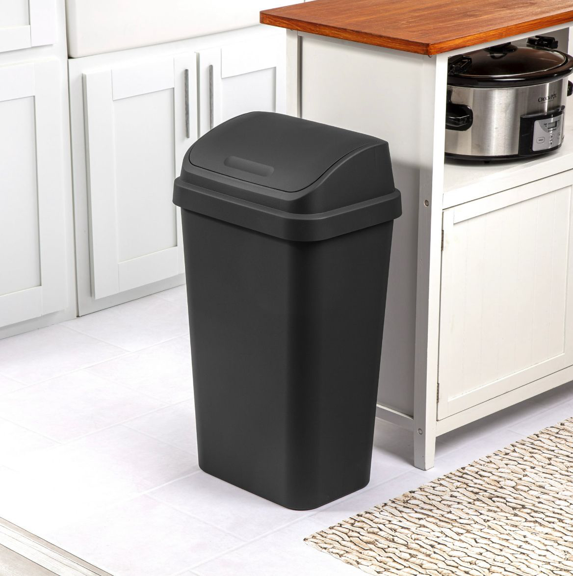 Sterilite 13 Gal. Swing Top Wastebasket Plastic, Black - photo 5