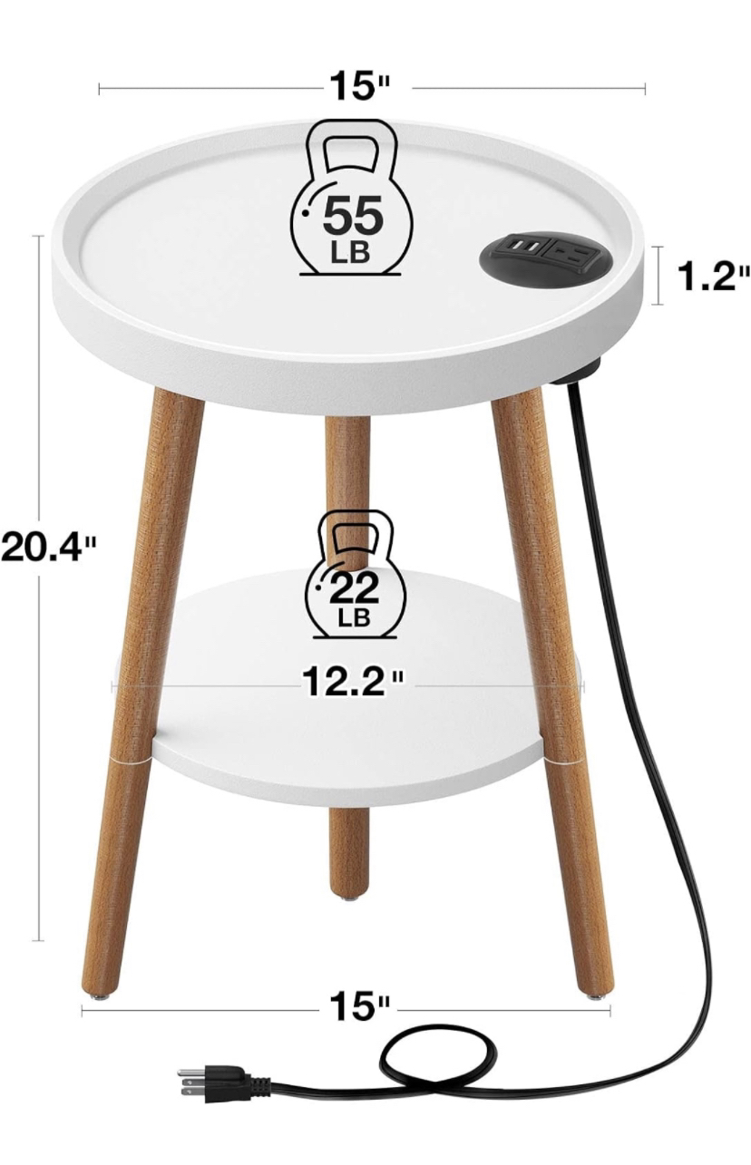 White side/coffee table with wooden legs (unused) - photo 3