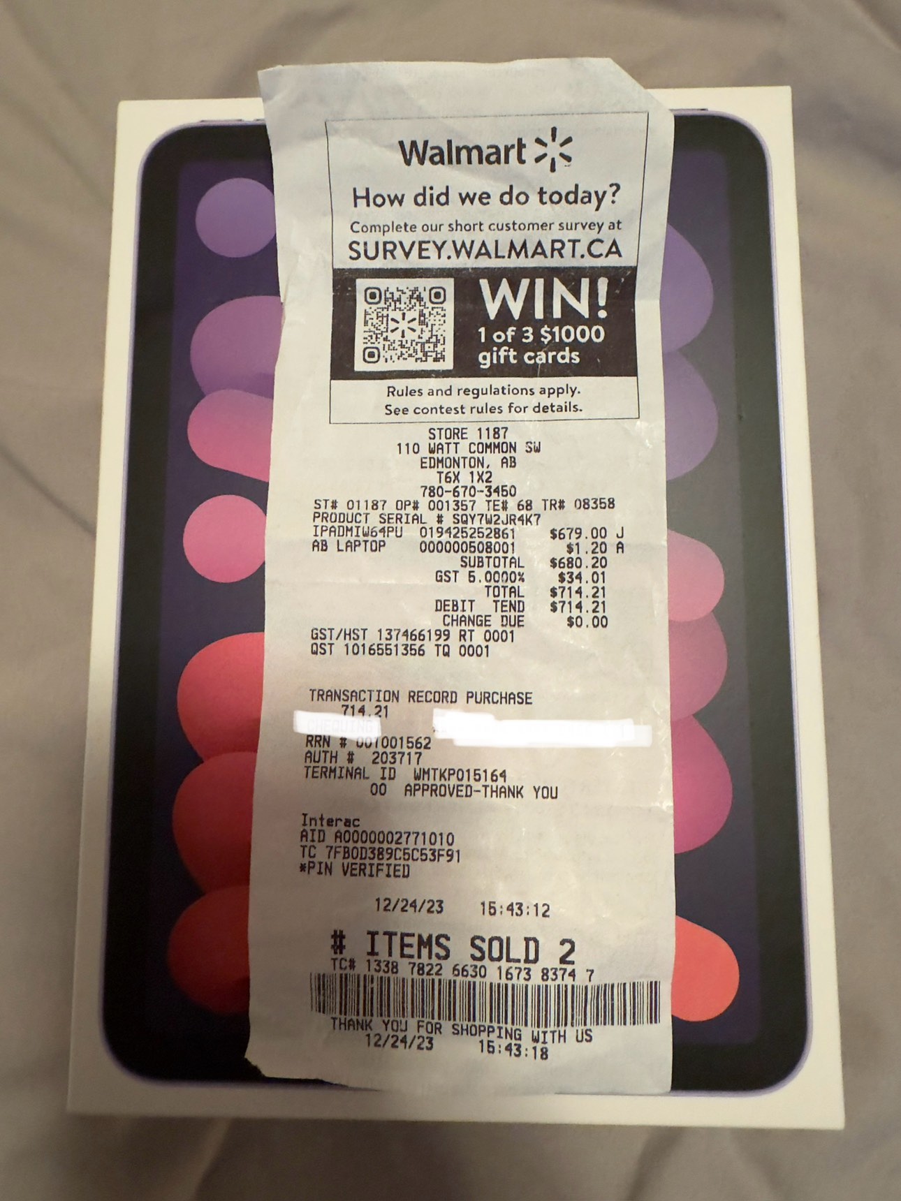 Apple iPad Mini 6th GEN 64 GB PURPLE w/charger & case + receipt - photo 2