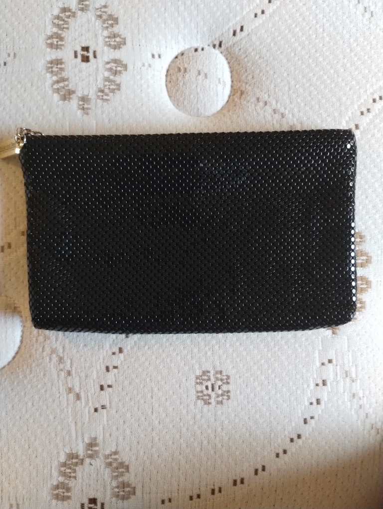 Whiting and Davis International black mesh clutch