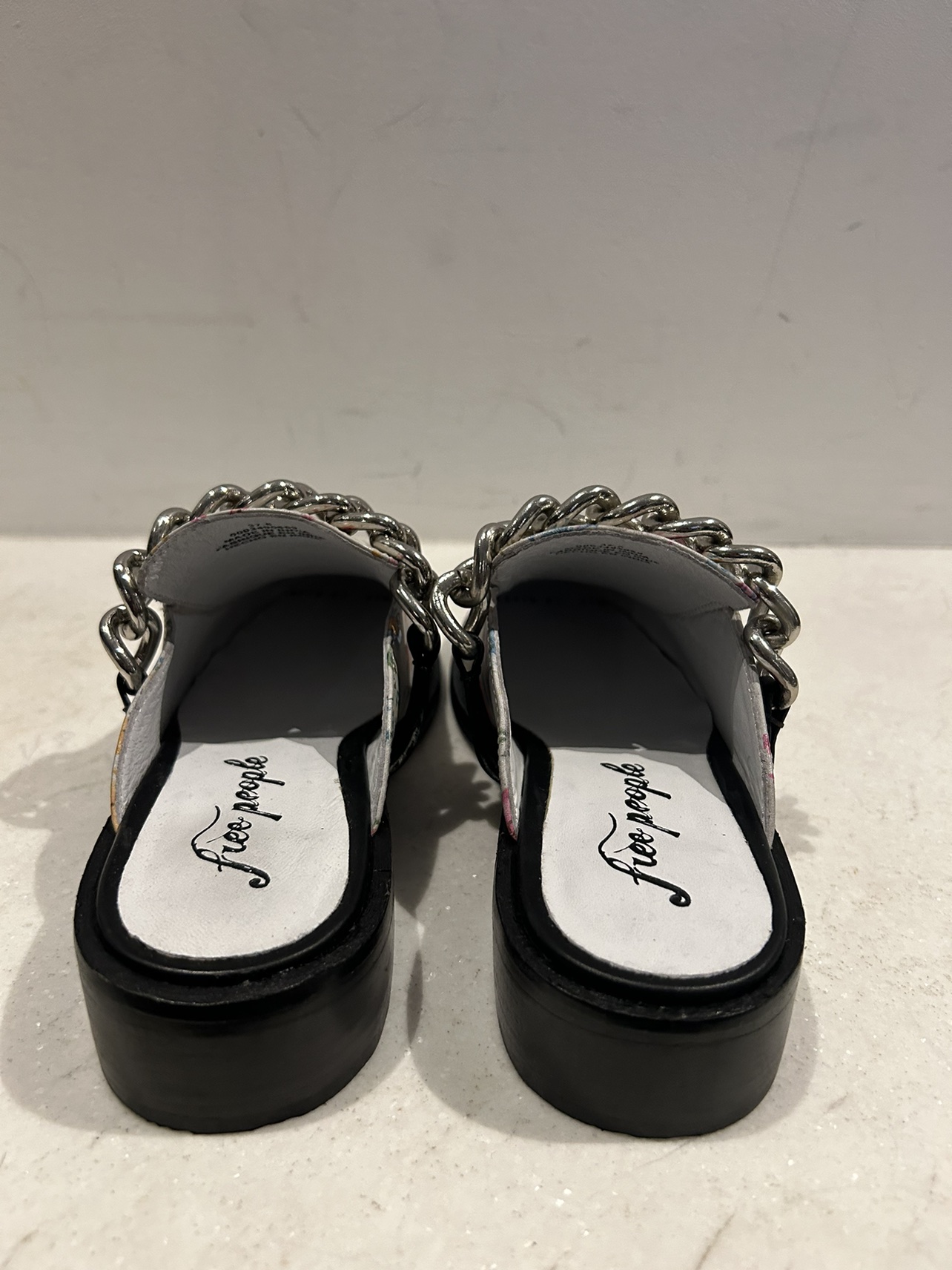 New in box Free People floral and chain mules image indicator(8)