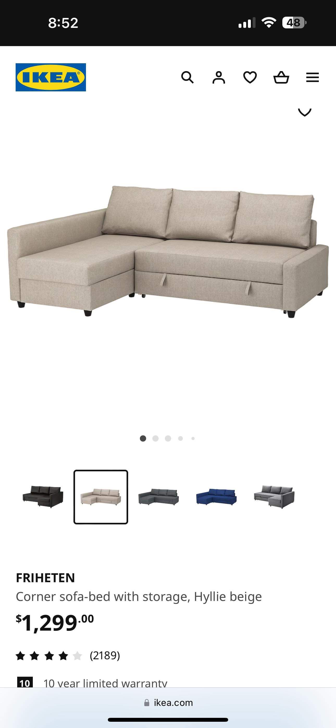 IKEA Friheten Corner sofa-bed with storage. - photo 4