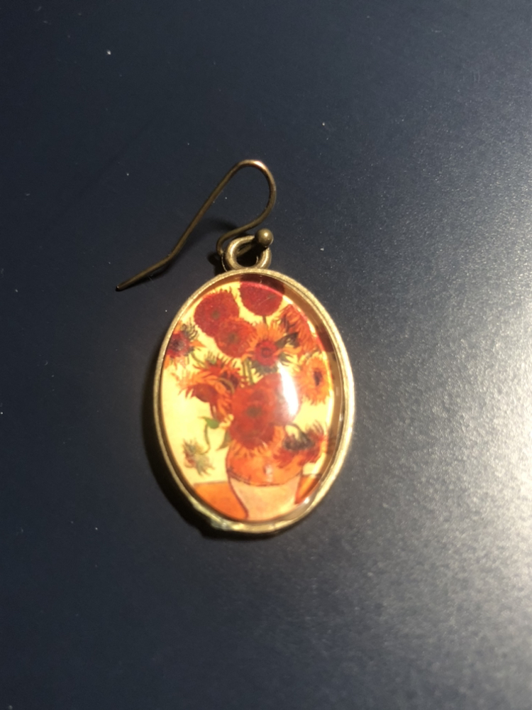 Earrings with Van Gogh sunflowers print - photo 2