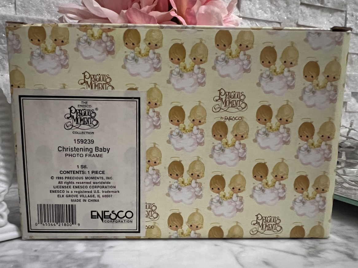 Baptism / Christening porcelain photo frame - Precious Momemts image indicator(2)