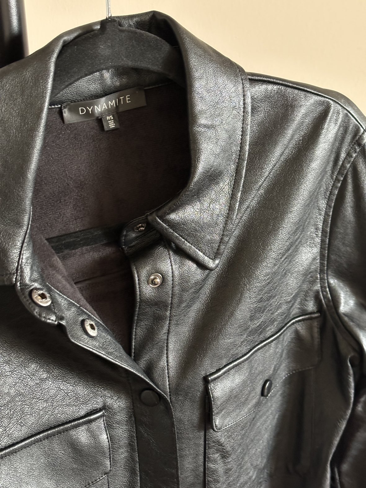 Dynamite Faux Leather Shirt (Size: S) - photo 4