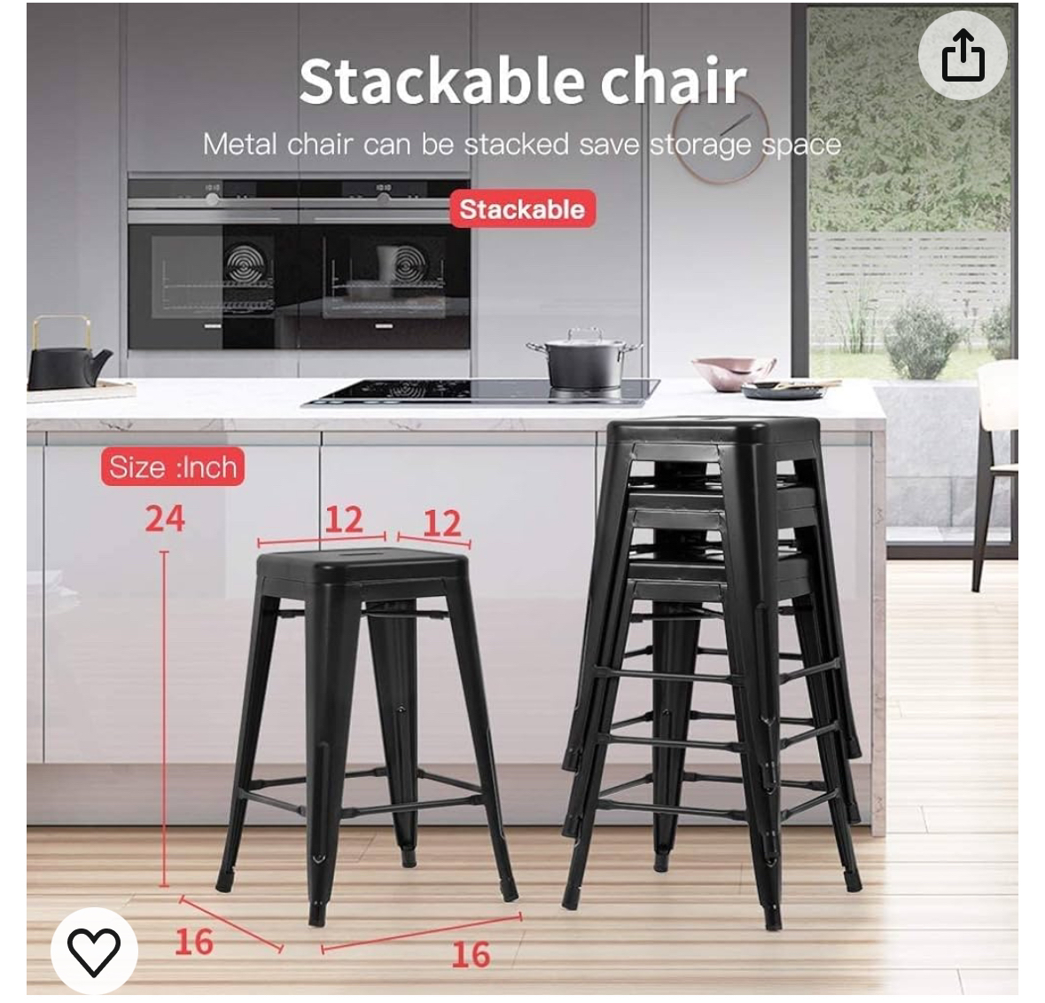 Metal Bar Stool set of 4 - photo 3