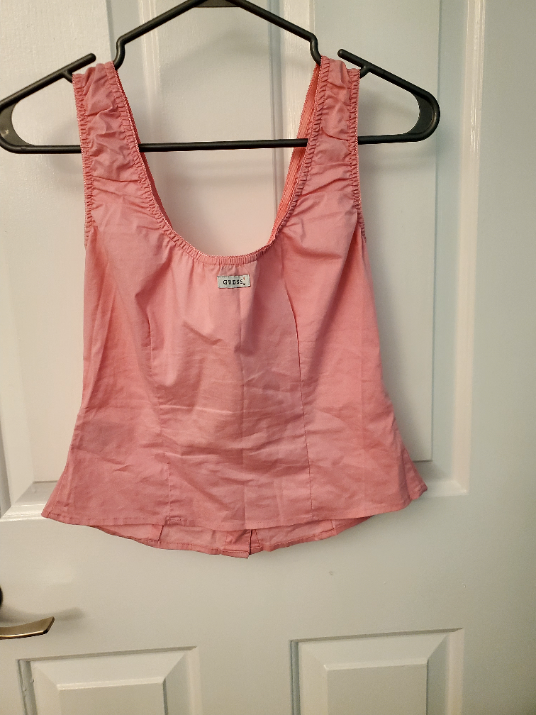 Guess snap button pink tank top size small image indicator(3)