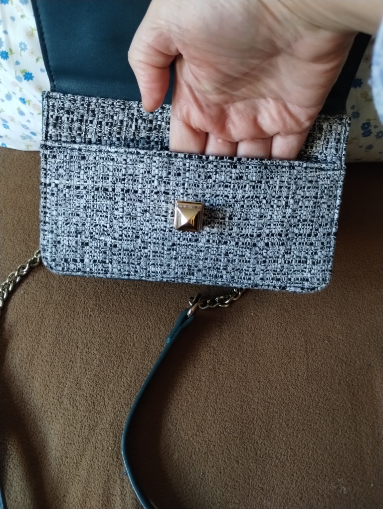 Tweed faux leather crossbody block/box purse - photo 5