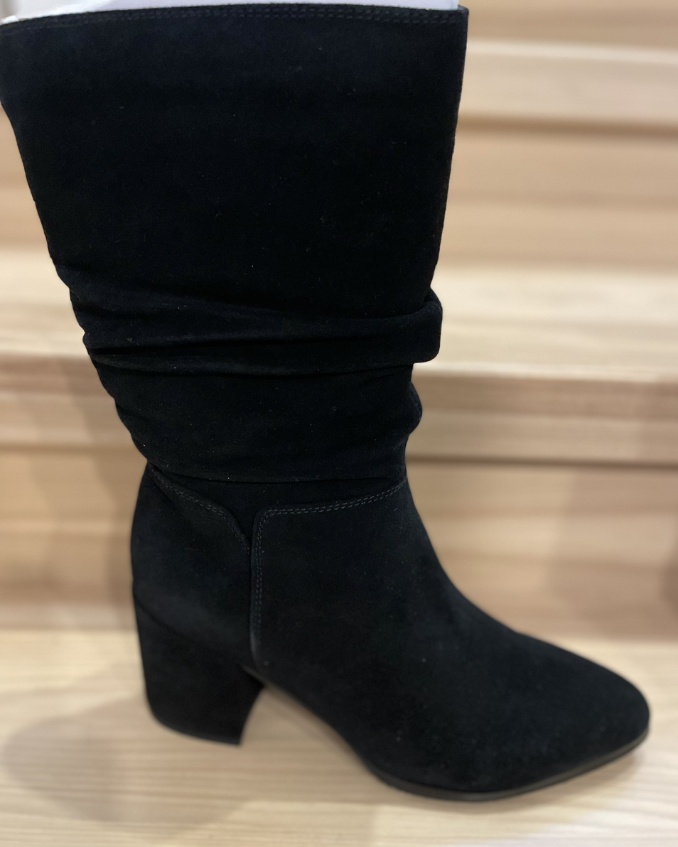 Black suede high boots 9 - fashionable medium heel image indicator(2)