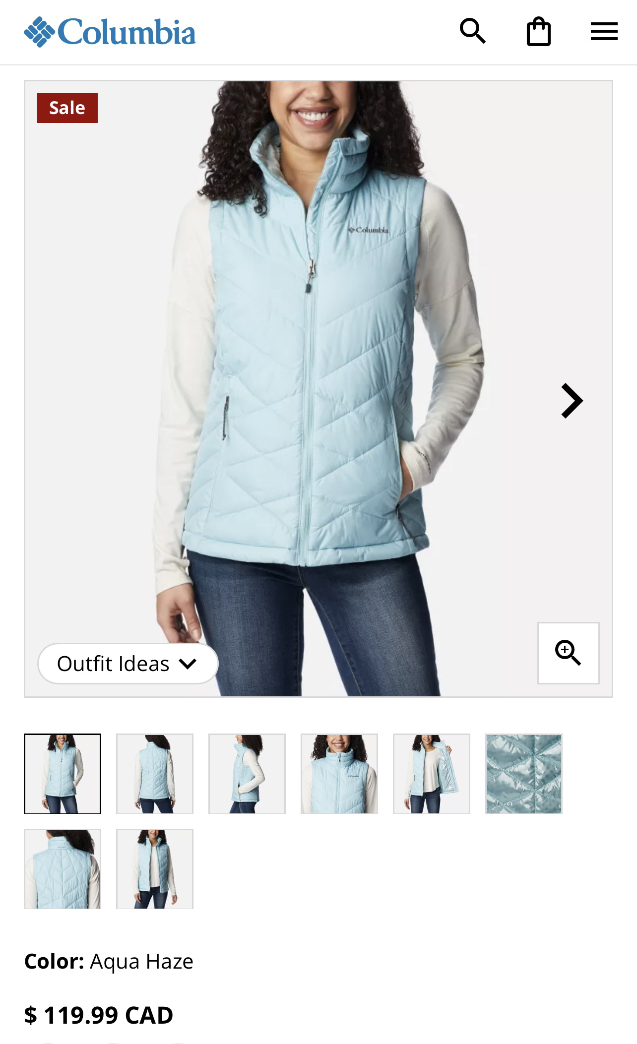 Colombia sleeveless jacket omni heat (aqua haze)