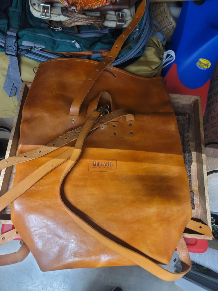 Large Mifland Leather Rolltop Rucksack Backpack Raw Leather USA - photo 3