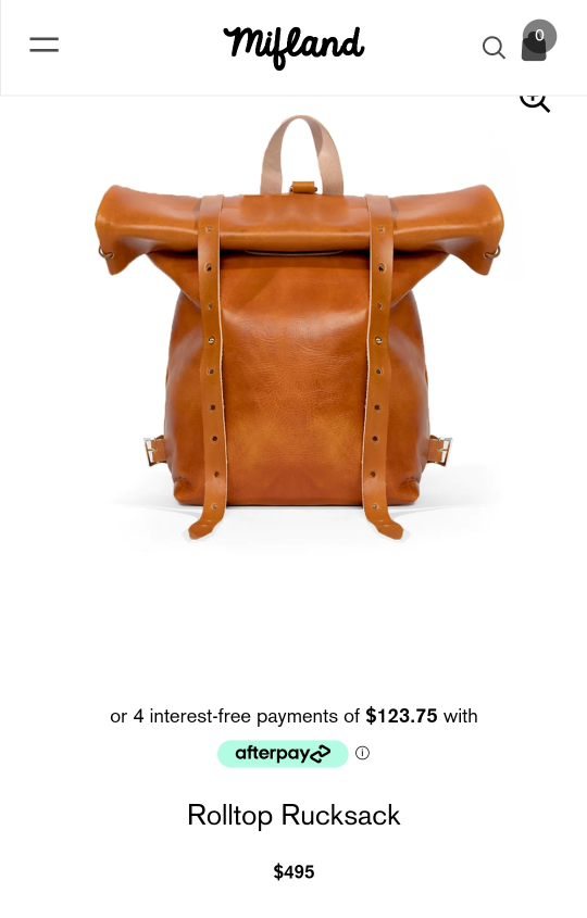 Large Mifland Leather Rolltop Rucksack Backpack Raw Leather USA - photo 5