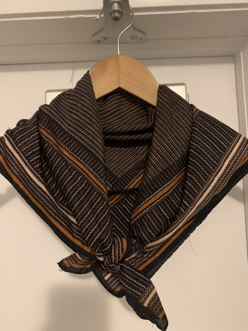 Dark brown striped scarf 26” x 26”