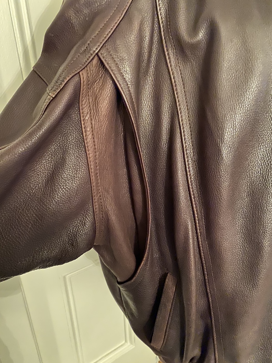Men’s Brown Leather Bomber Jacket - photo 4