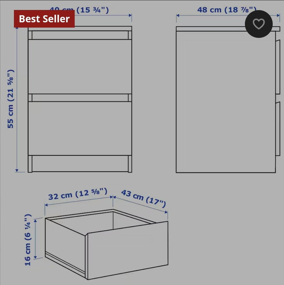 IKEA MALM 2-DRAWER CHEST - photo 3