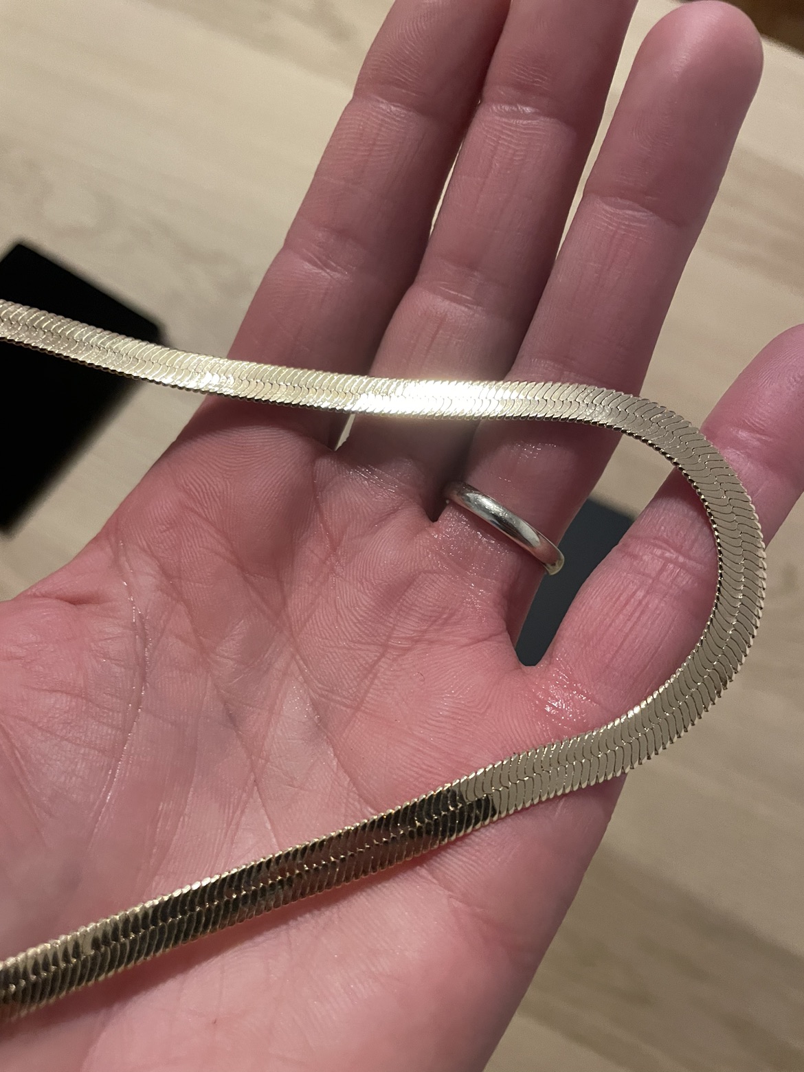 herringbone vermeil necklace (new with box) image indicator(6)