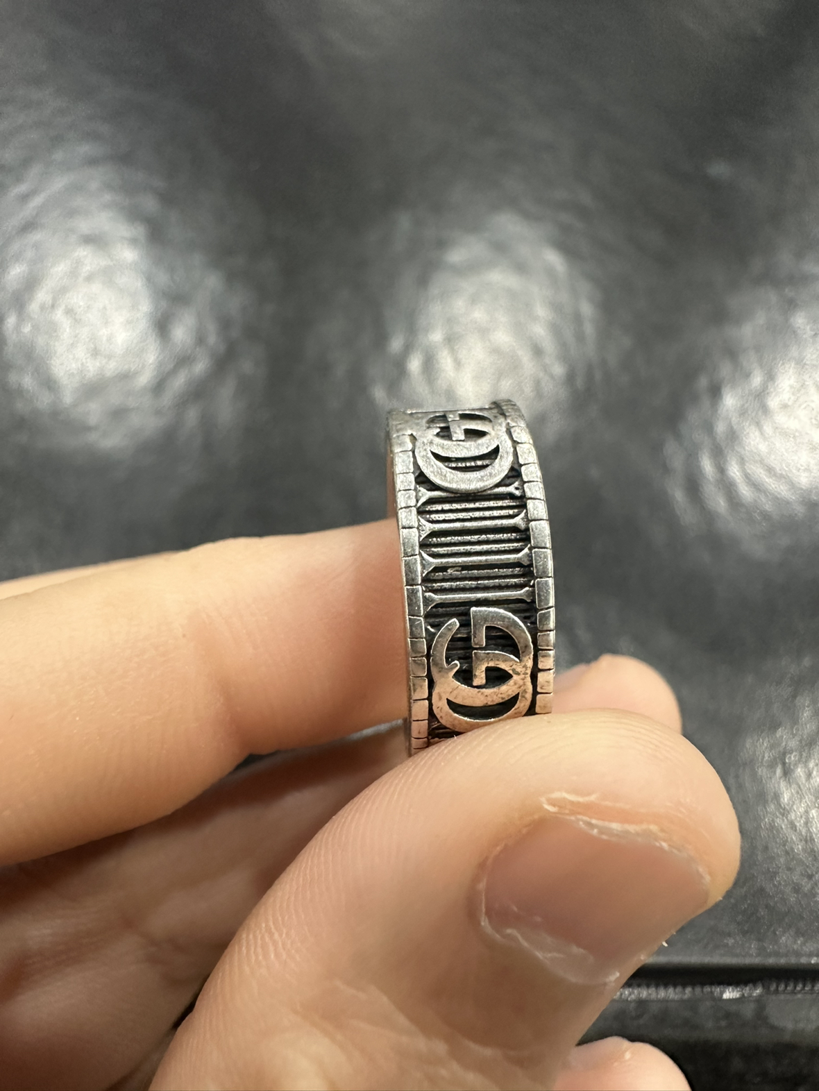 Gucci AG925 silver ring with double G