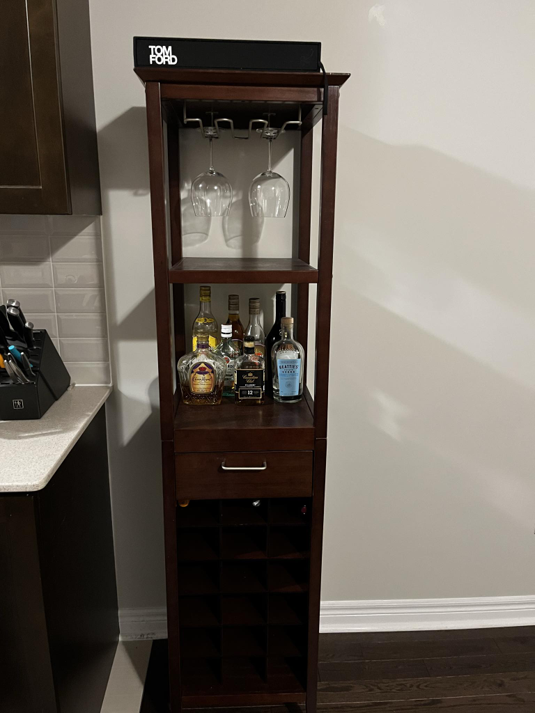 wine rack bar cabinet with drawer
