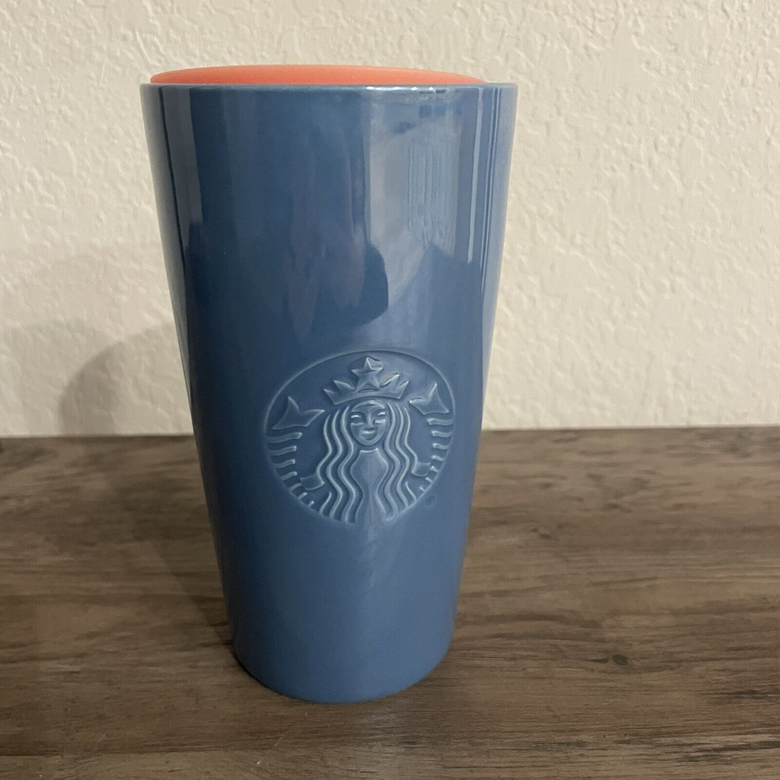 STARBUCKS 2019 Tumbler Travel Ceramic Mug Iridescent Pearl Blue thumbnail