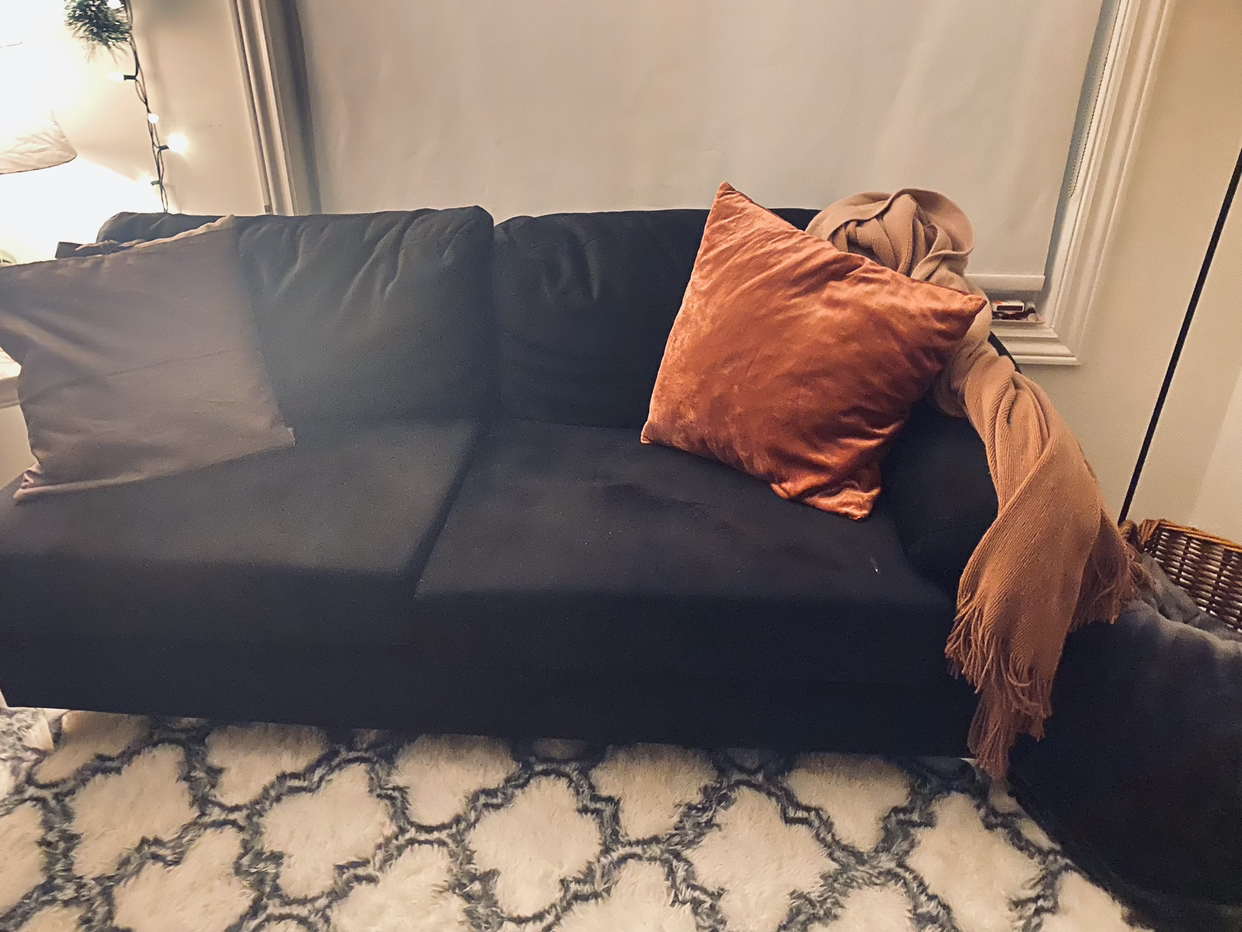Black velvet sectional
