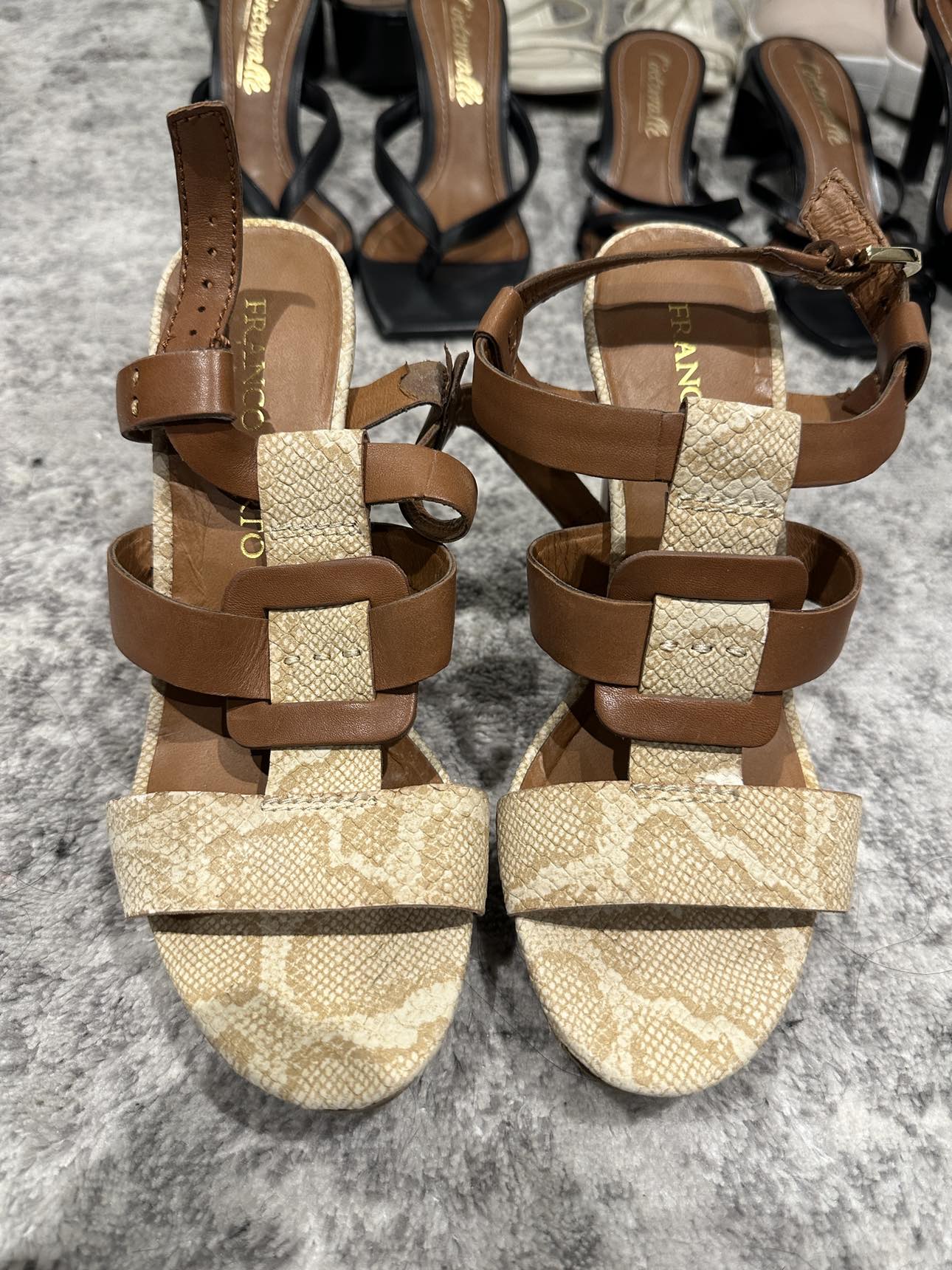 Franco Sarto Snake Print Heels 6.5