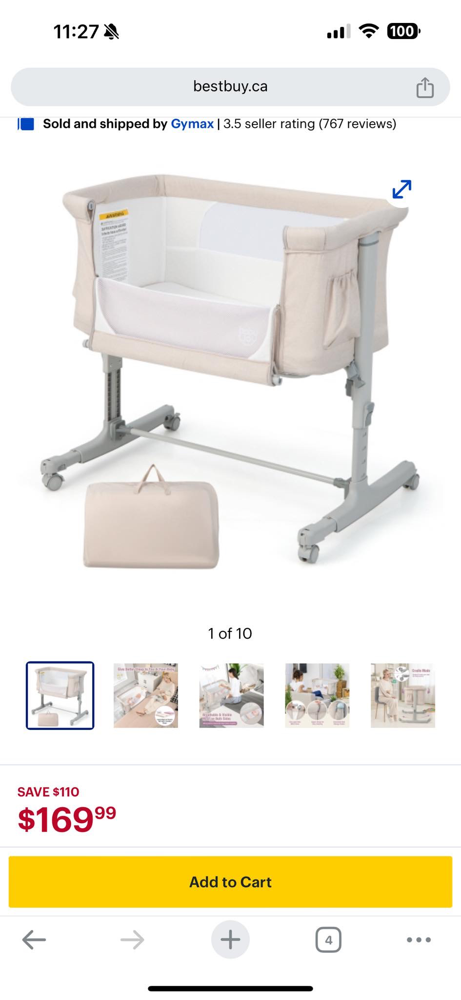 Gymax Bassinet crib