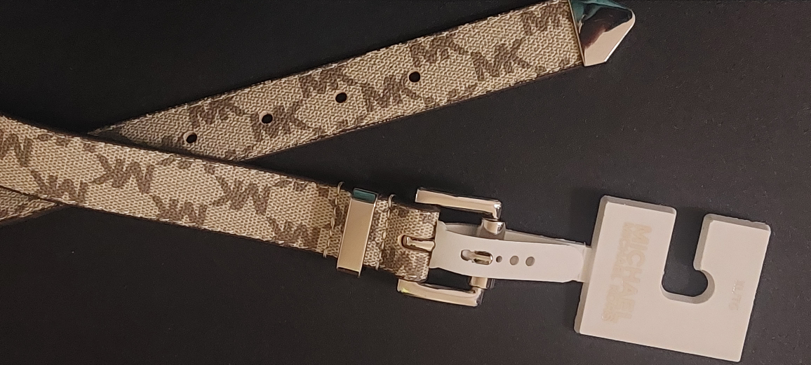 Michael Kors Womens Tan / Brown MK Logo Belt Size XL