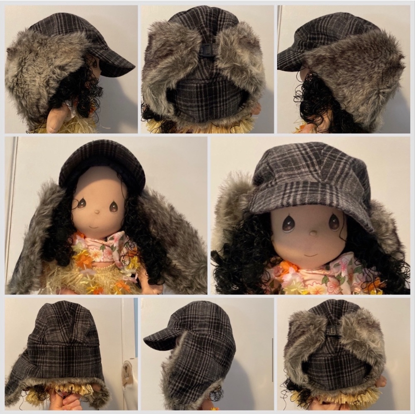 Unisex Grey Plaid Print Design Trappers Hat