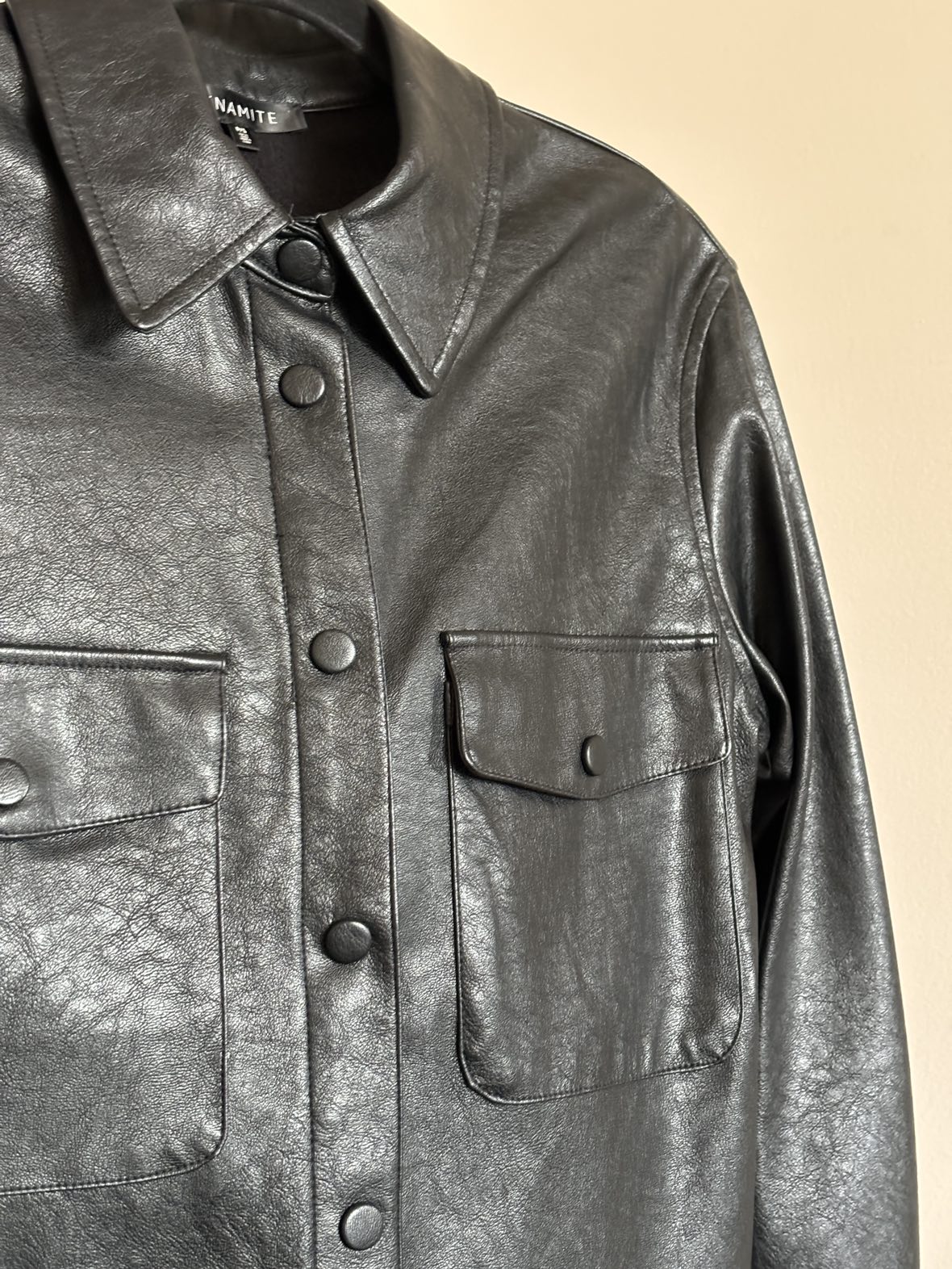 Dynamite Faux Leather Shirt (Size: S) - photo 2