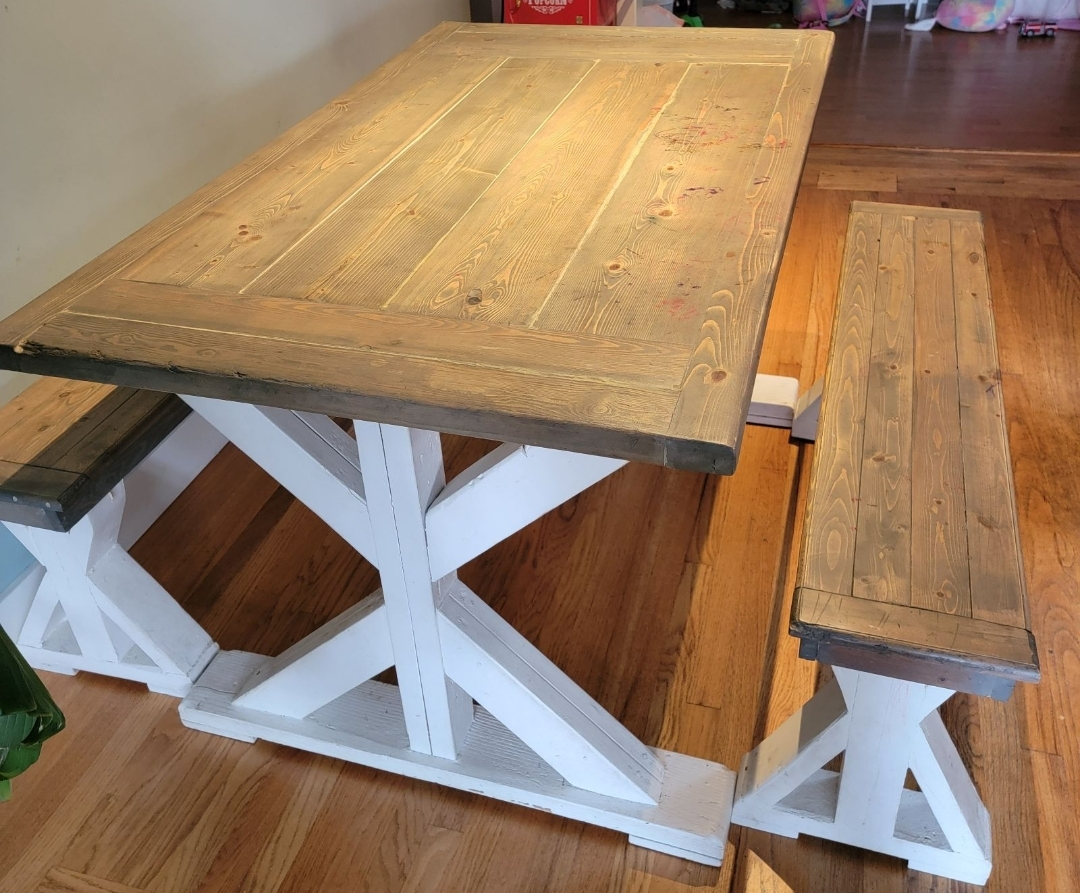 Dining Table Farmhouse Style with Matching benches - photo 2
