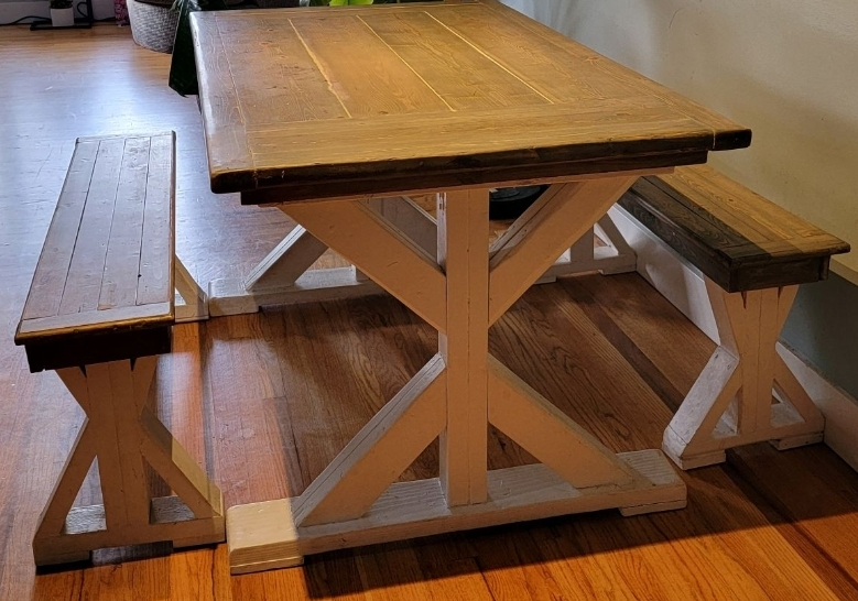 Dining Table Farmhouse Style with Matching benches - photo 3