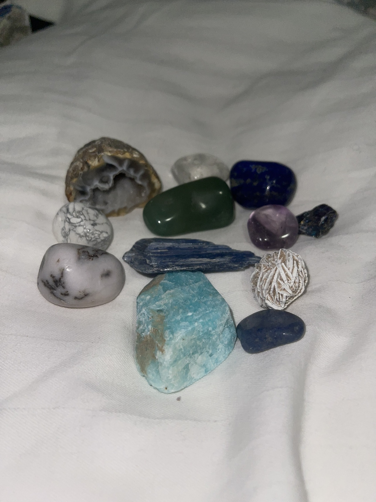 12 small real crystals