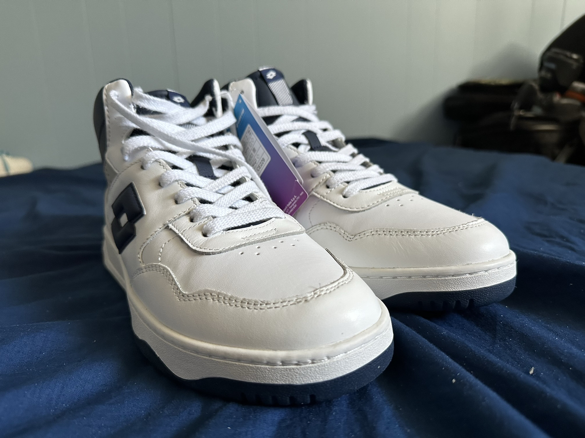 “RARE” Lotto TRACER MID White/Blue Leather Basketball Shoes - photo 4