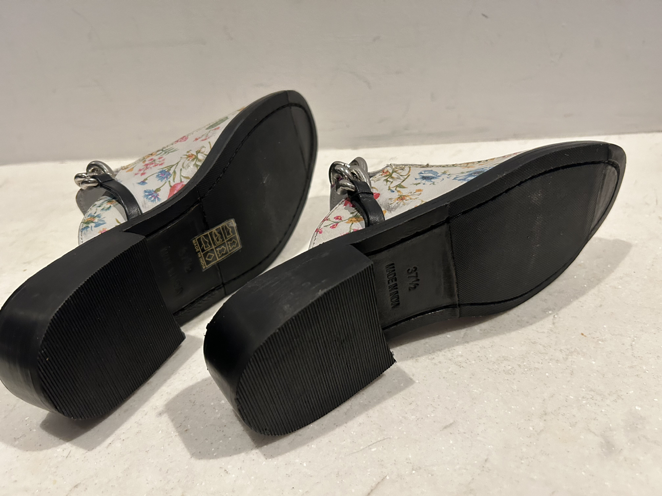 New in box Free People floral and chain mules image indicator(9)