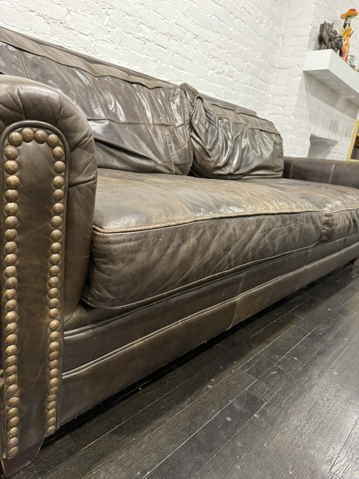 Free (At curb now!) - ABC Home Leather Sleeper Sofa - photo 3